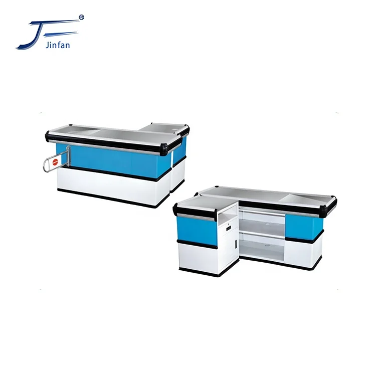 Powder Coating Knock-down Cashier Checkout Counter Retail Shop Supermarket Metal Customized Knock-down Design Stainless Steel