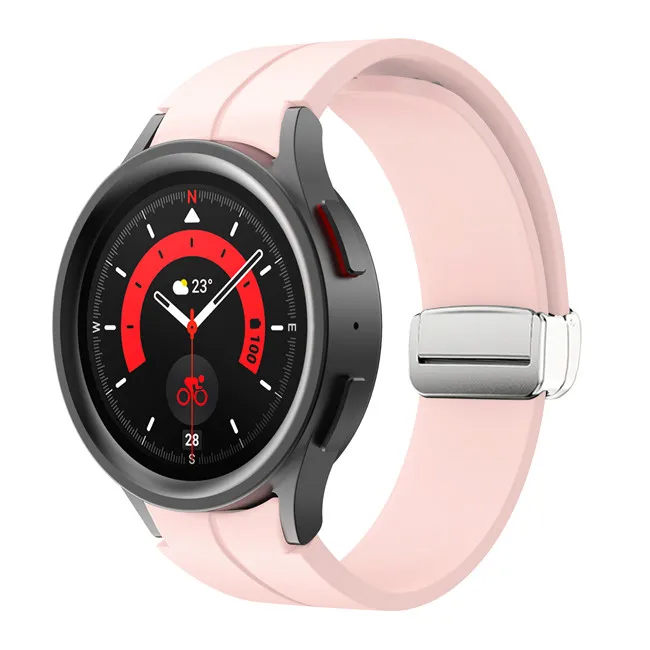 2023 Fashion Hot Sale Magnetic Buckle Silicone Rubber Wrist Watch Sport Band For Samsung  Watch Series 5 Smart Watch