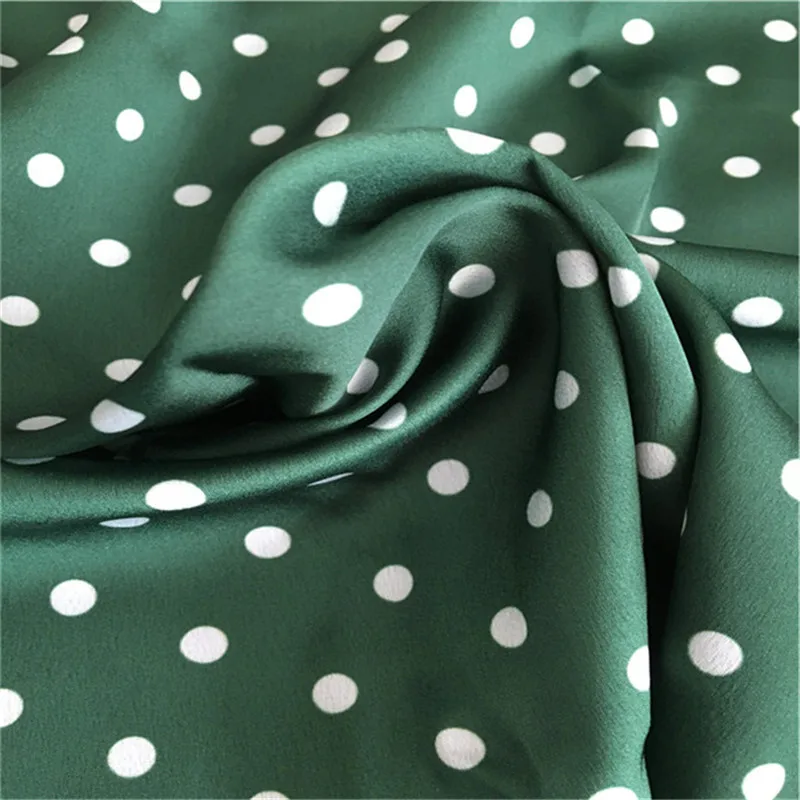 Printed polka dots polyester stretch silk satin fabric for sleepwear dress shirt clothing
