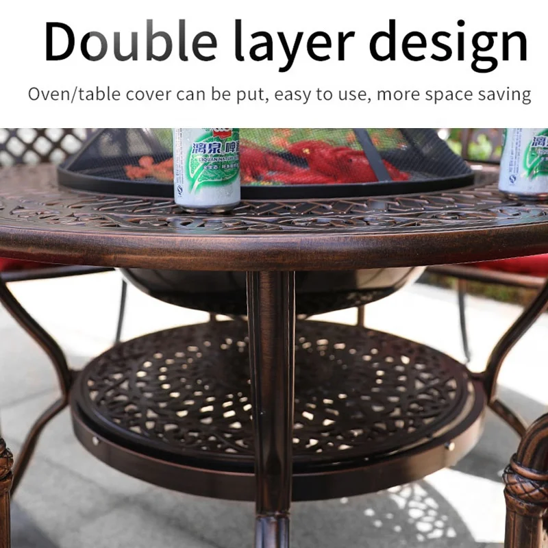  Уличная мебель традиционный резной обеденный набор для отдыха на открытом воздухе алюминиевые обеденные наборы патио