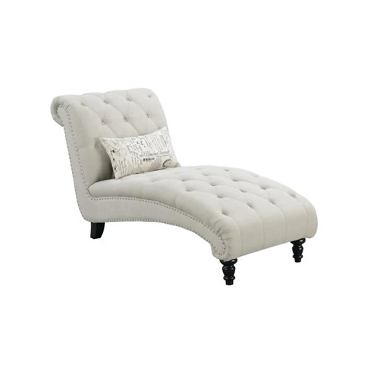 Hot Sale OEM Modern Beige Velvet Fabric Button Tufting Sofa Chair Living Room Chaise Lounge