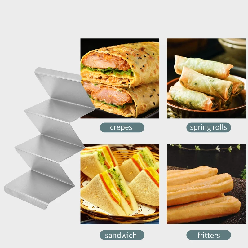 Wholesales Small Size Wavy-shaped Taco Holders 4 Packs Stainless Steel Taco Stand Rack Tray Style