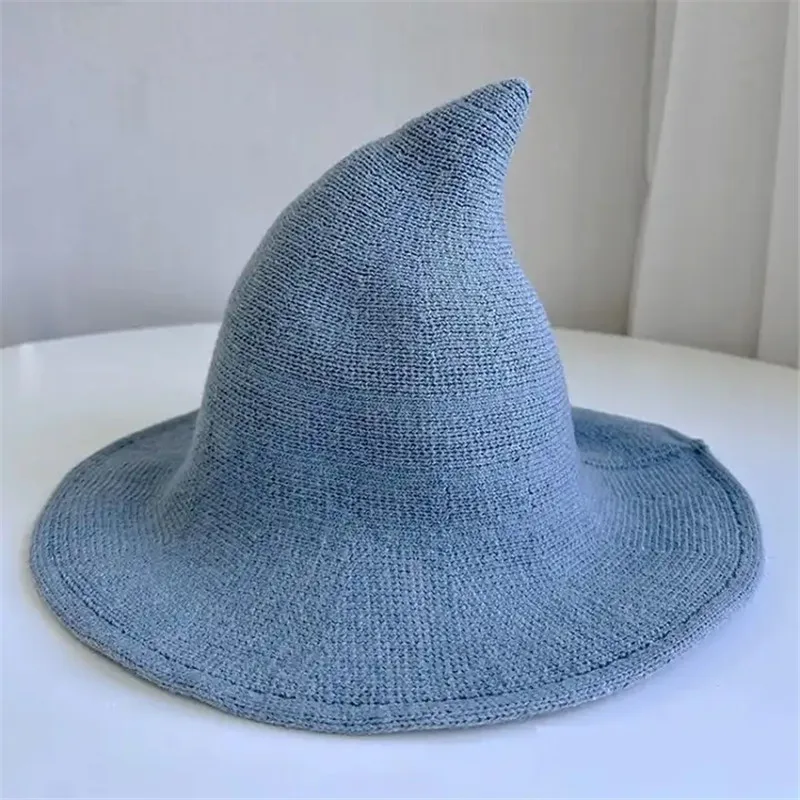 Y10003 Wholesale Halloween Winter Warm Hat Magician Wool Knitted Wizard Hats Halloween Witch Hat