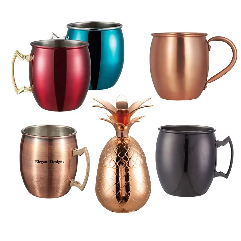 Electroplated 12oz 16oz 18oz 20oz stainless steel 18/8 silver gold moscow mule copper mug with laser printing stamping logo