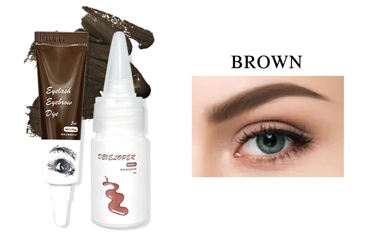 Custom Semi Permanent Eye Brow Tinting Kit Waterproof Eyebrow Dye Cream gel Private Label Brow Lash Tint Henna Brow Tint Dye Kit