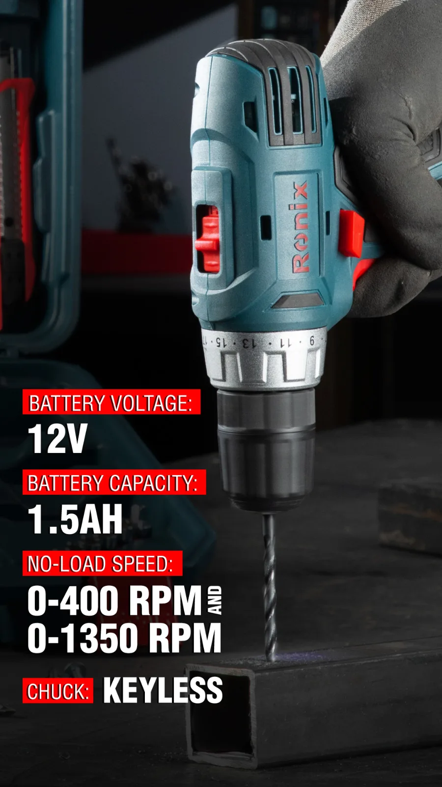 Ronix RS-8013 новый набор бытовых электроинструментов комбо наборы 14 В 35 шт. литиевых батарей ручных инструментов