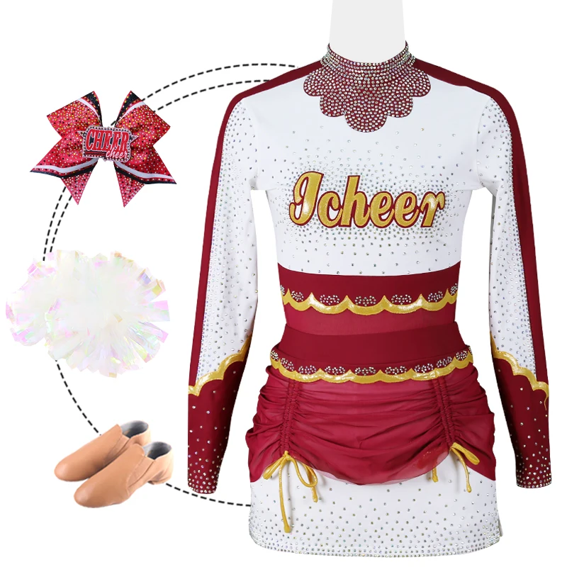 2022 Design your own rhinestone cheer outfit custom cheerleading dance uniform cheerleader costume