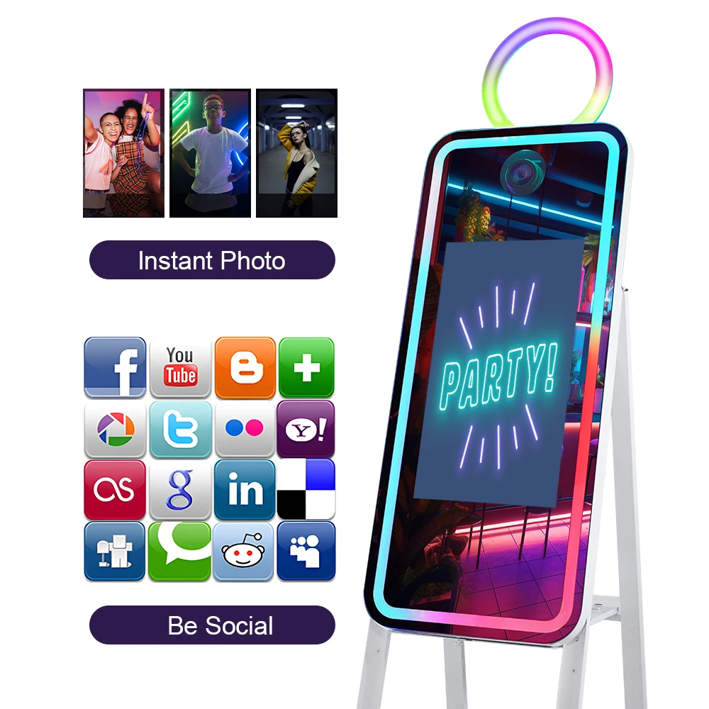 Microsoft Magic Photo Mirror Booth With Fight Case Birthday Party Supplies 40 Inch LCD Photobooth Kiosk Machine