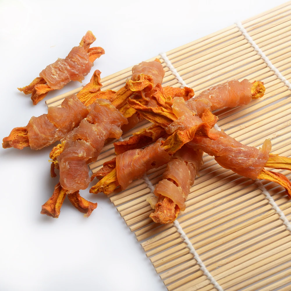 Wholesale high quality dog treats dog snacks chicken wrap carrot freeze dried dog toy snacks