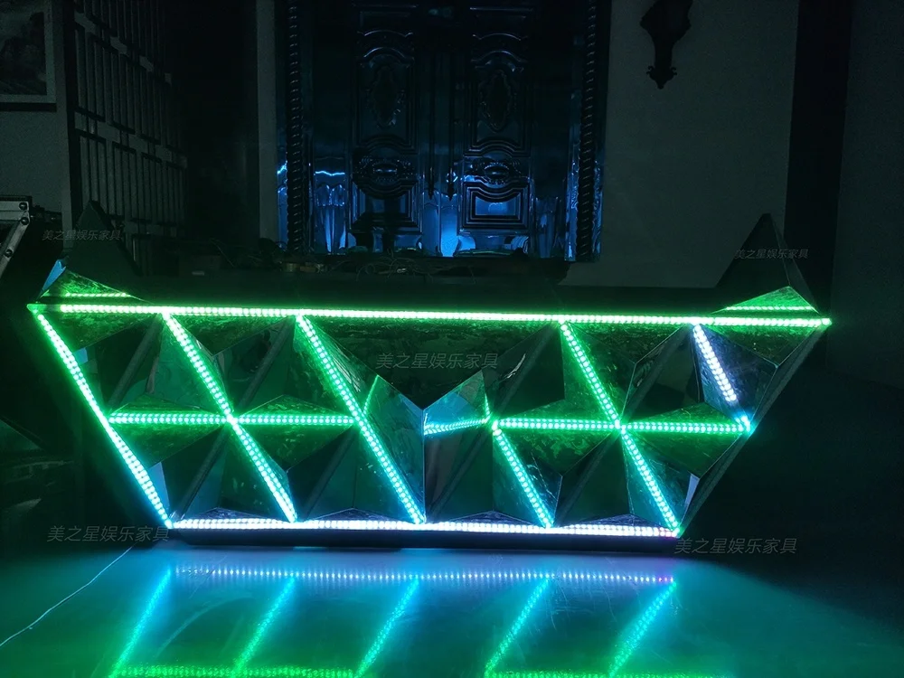 
products wood counter with stainless steel special design LED DJ table LED Modern lighted up 16color remote control 