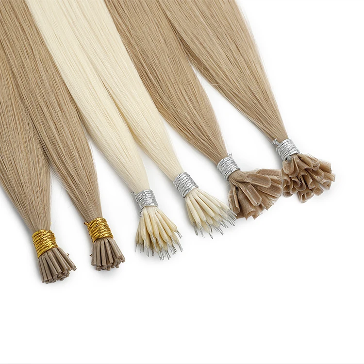 100% Remy Human Double Drawn European Hair Pre Bonded Remy Keratin I/V/U/Flat Tip Human Hair Extension
