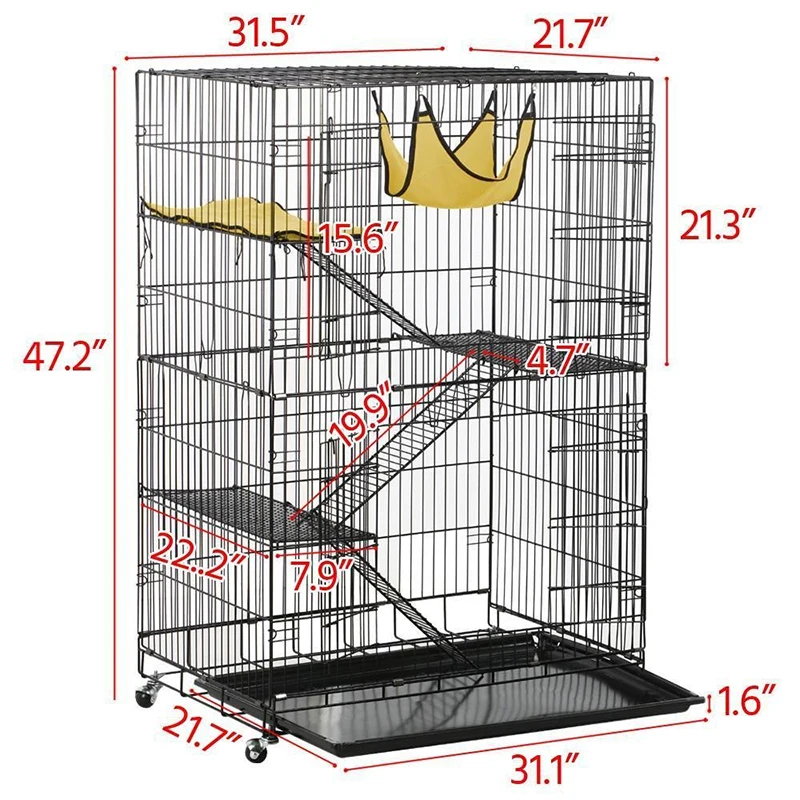 High quality multifunctional foldable oversized free space indoor luxury three-storey cat cage cat house