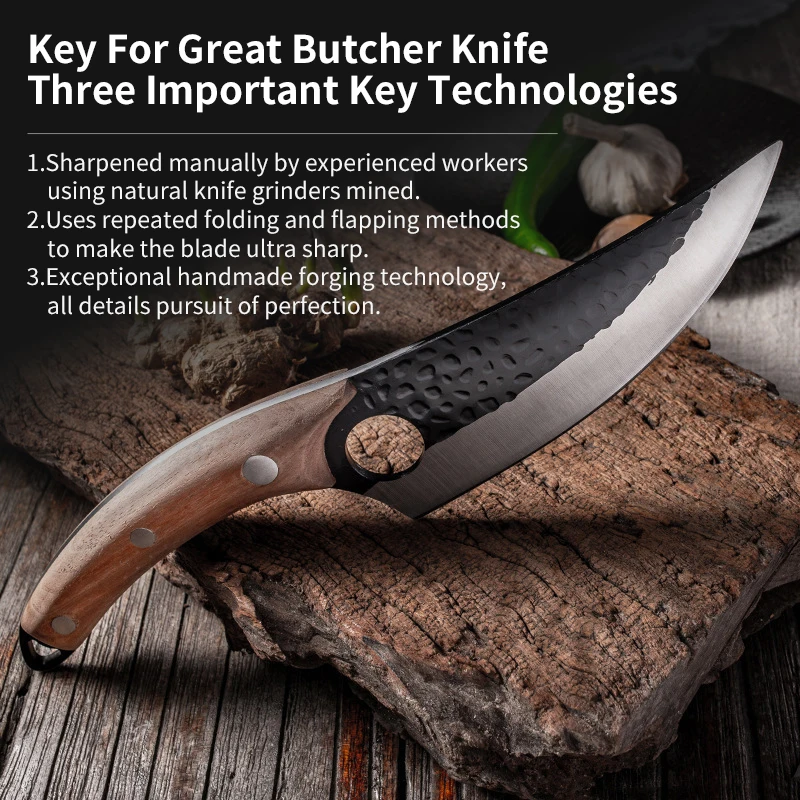 5inch high carbon steel Hand Forged cleaver Rosewood Handle kitchen butcher knife with leather sheath chef Knives