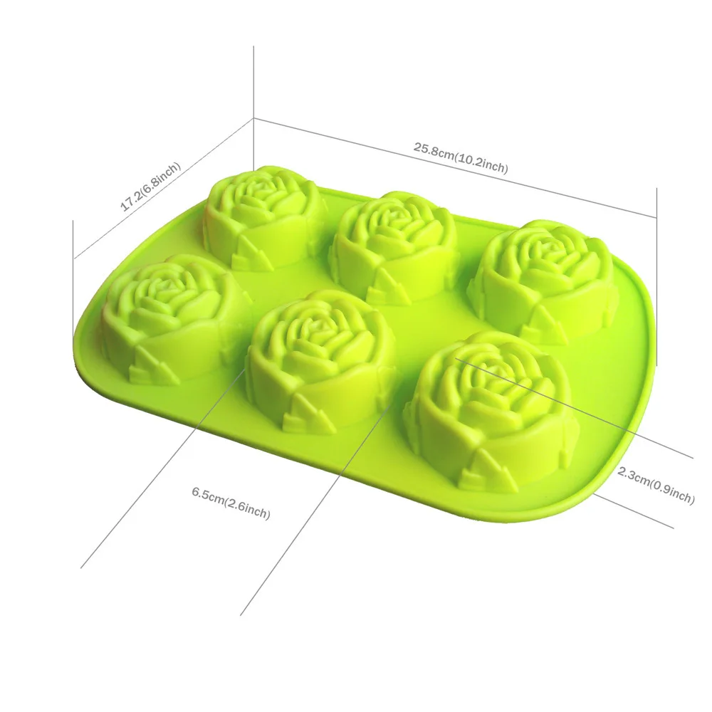 Valentines Day 6 Rose Flower Shape Silicone Cake Chocolate Mold Tray