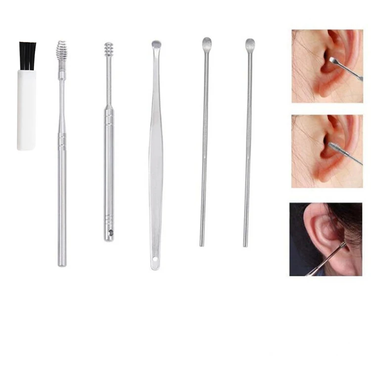 Wholesale Ear Pick Cleaning Set Ear Cleaner 6pcs With PP Box Ear Wax Remover