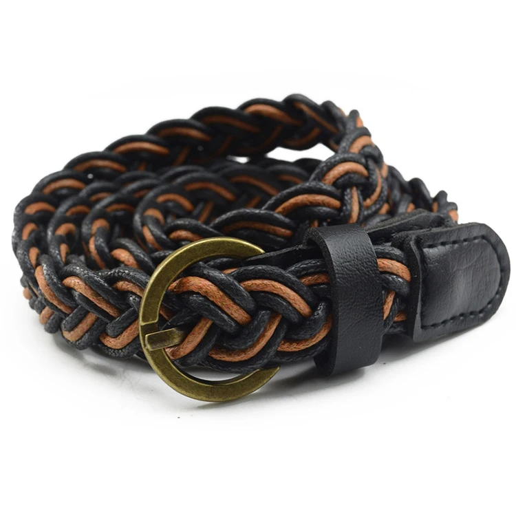 Factory Price Wholesale Fashion Western Belt Braided PU Leather Belt For Women