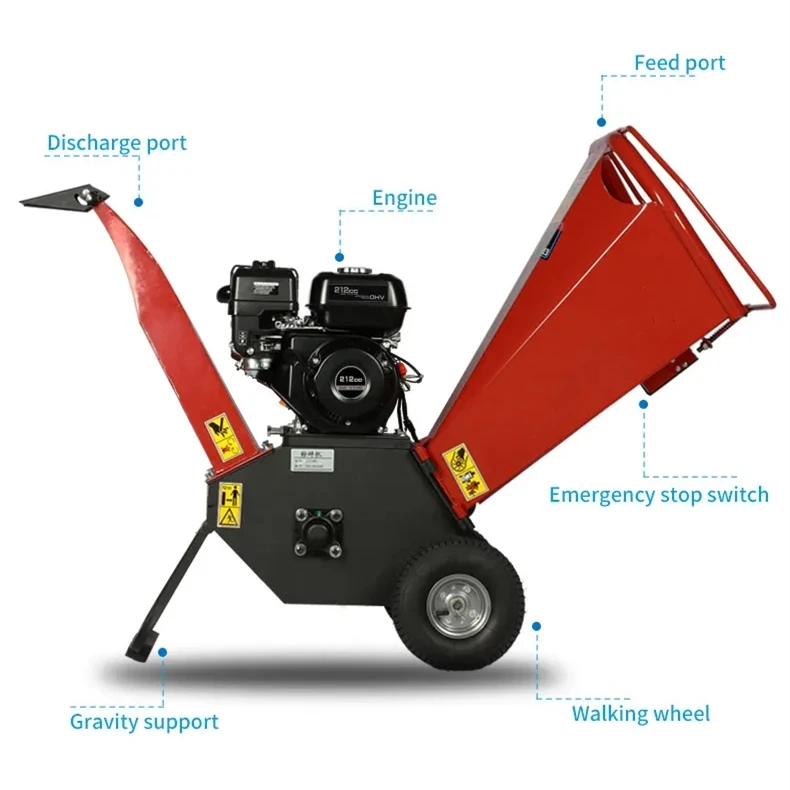 Gasoline Engine Powered wood chipper Shredder  212 cc Tree Branch Chipping Machine