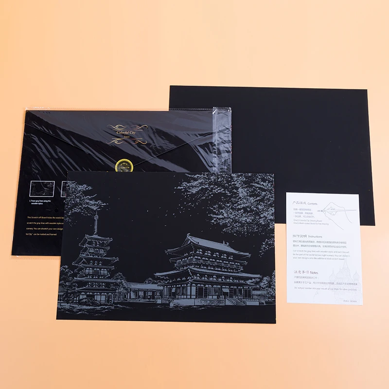 CHENISTORY Factory  Sale Scratch painting  Colorful City Series Kids Rainbow Magic Scratch Art Painting Paper