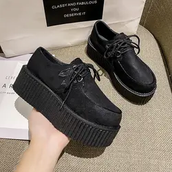 2021 Fashion Creepers Flats Women Punk Platform Shoes Woman Zebra Pattern Suede Flat Shoes Women Casual Shoes Zapatos De Mujer