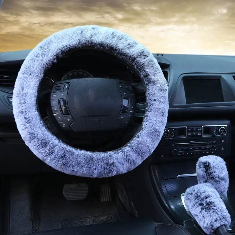simple plush car steering wheel cover winter warm car steering wheel cover set