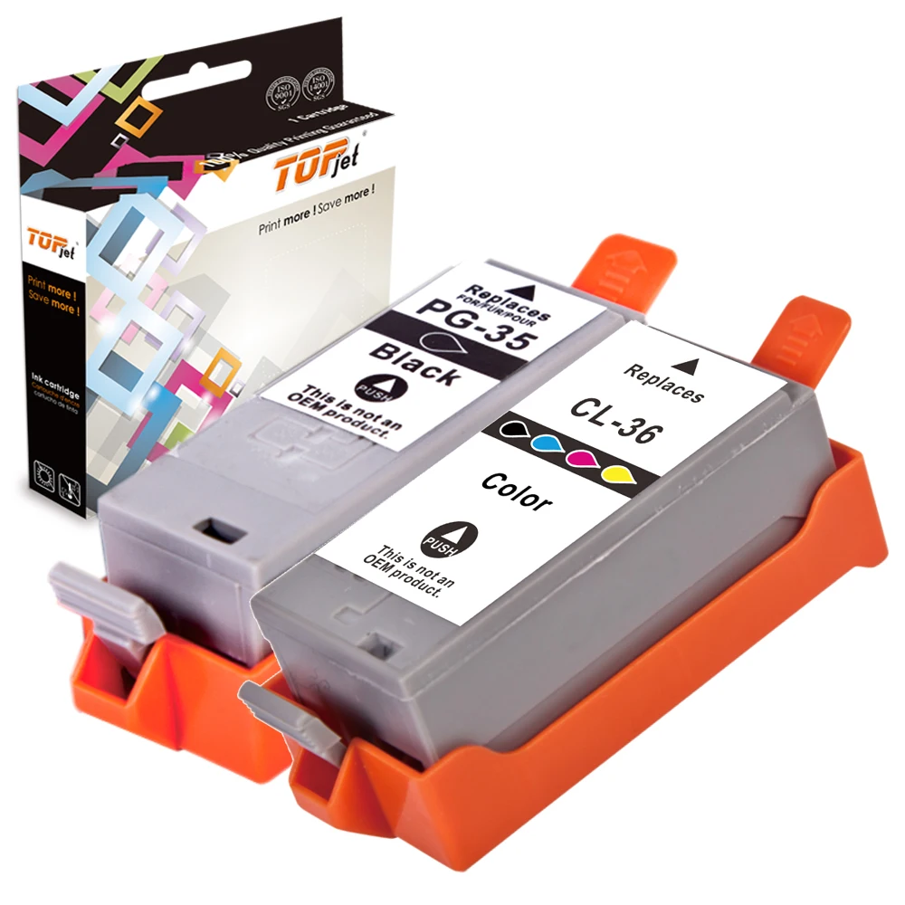 Topjet PGI35 CLI36 PGI 35 CLI 36 PGI-35 CLI-36 Compatible Color Inkjet Ink Cartridge for Canon PIXMA IP100 TR150 Printer