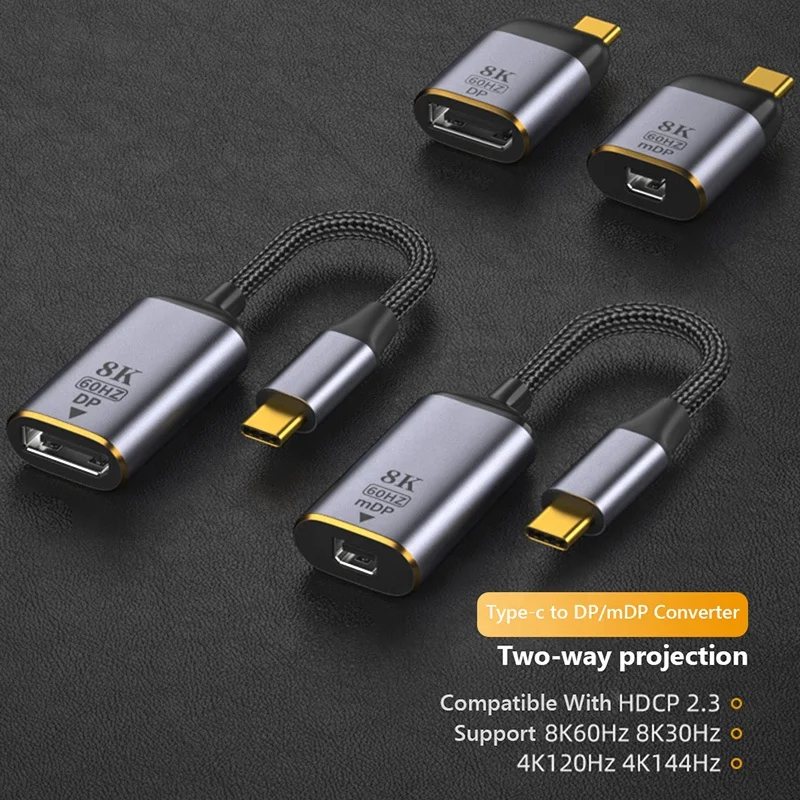 Kabel USB C Type C To DP Displayport Display Port Adapter Kablo Cables 8K 1.4 USB-C To Mini Displayport Multi-Function Adapter