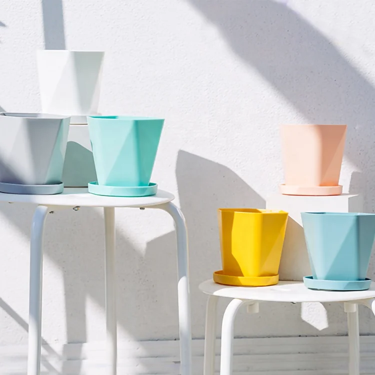 1 Pcs Plastic Resin Flower Pots New Geometric Nordic Simple White Thickened Green Radish Fleshy Flowerpots Indoor Plants