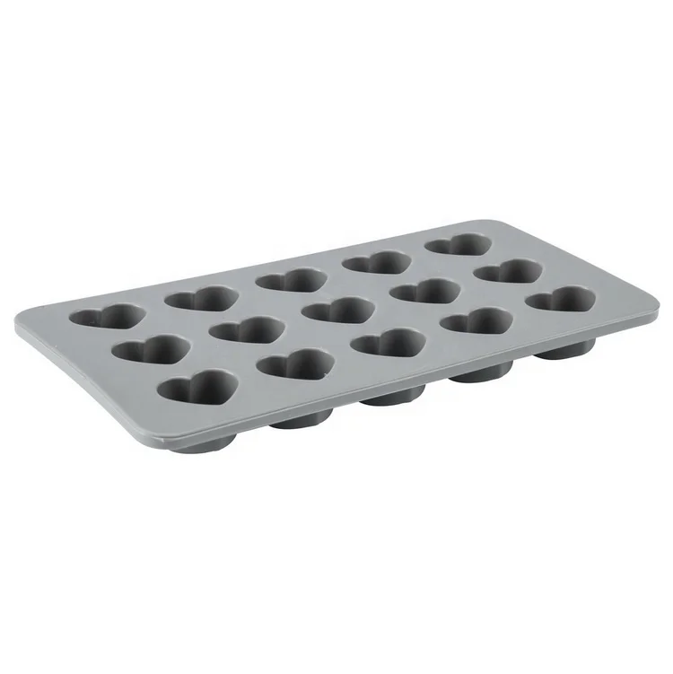 15 Cativies Matt Finished Heart Shape Silicone Candy Chocochips Chocolate Wafer Mould Ice Cube Tray