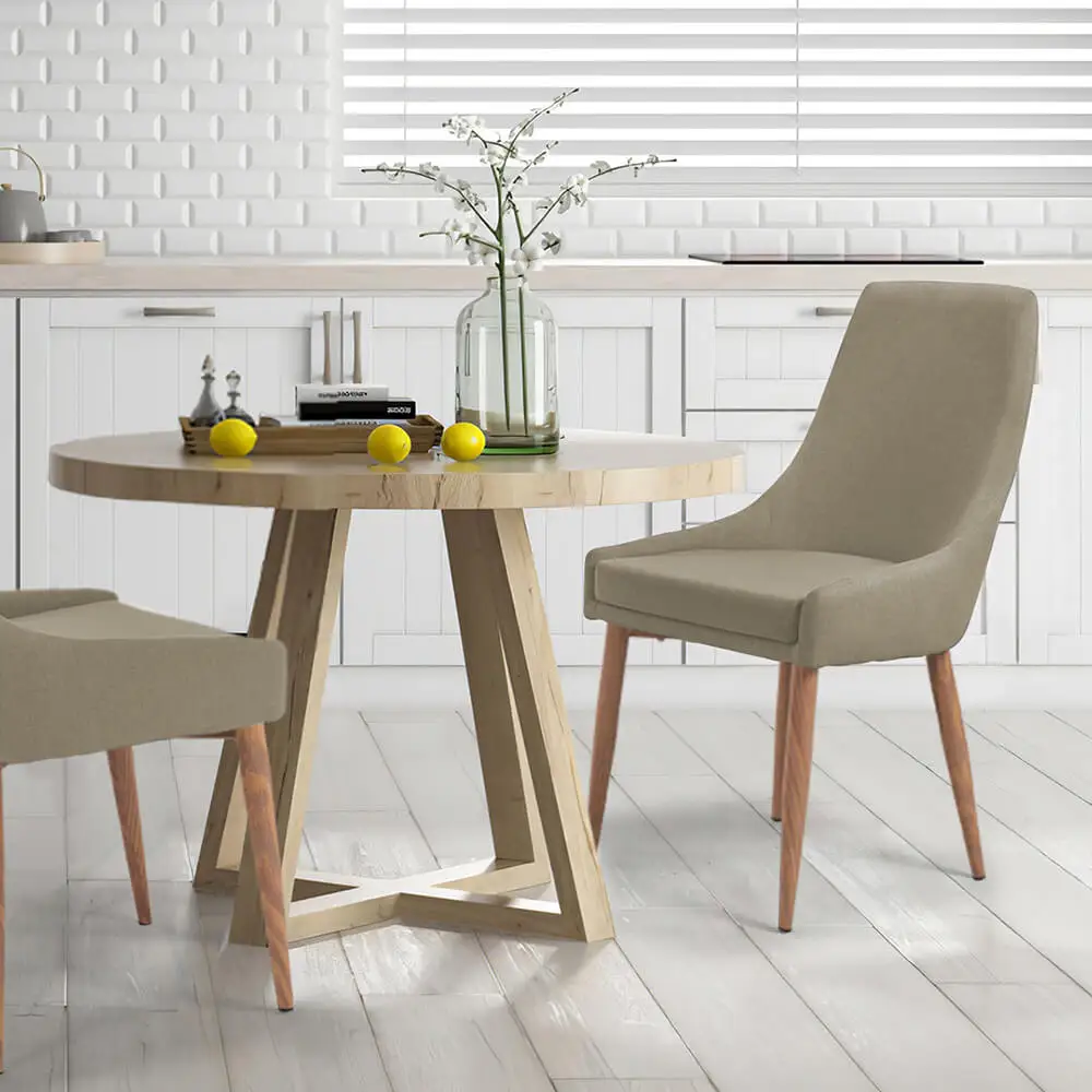 Hot sale Hight Backrest Leisure Armchair Dining Room Chair Solid Wood Legs Fabric Upholster Restaurant chair Dining Chairs