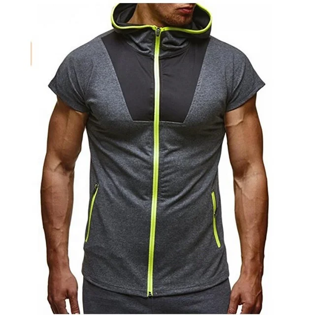
T shirt With Hoody Casual Hoodie T With Hooded Hat Stylish Men Tee Shirt Clothing Tops Sleeveless Hoodie T shirt 