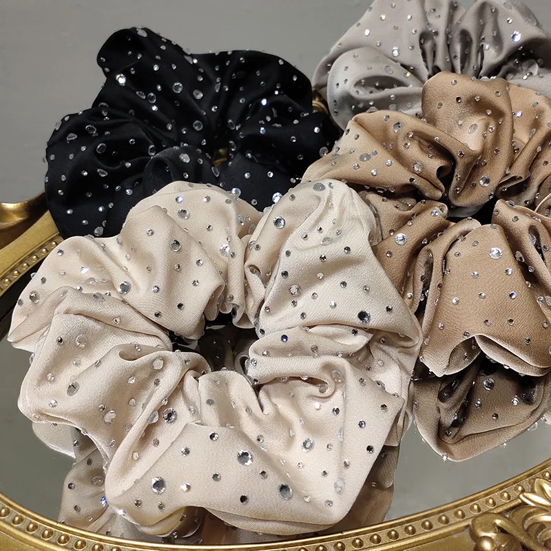 pearl Hair Scrunchies Women Accessories Fabric Elastic Hair Band Hair Ties Girls Pearl Satin Scrunchies