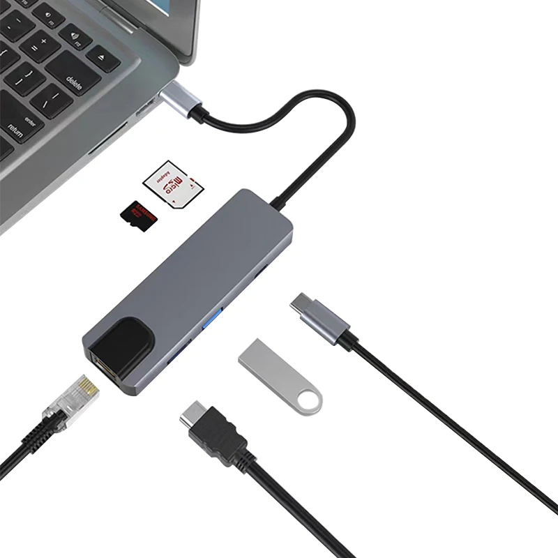 100W PD Charge 100Mbps Ethernet Interface 8-in-1 HDMI 4K HD Port USB 3.0 TF/SD Card Reader