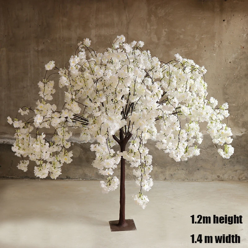 1.2 m drooping  artificial white cherry blossom tree for wedding  table centerpiece
