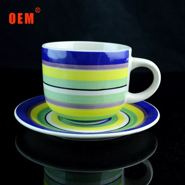 high quality ceramic cup and saucer with flower prints low price