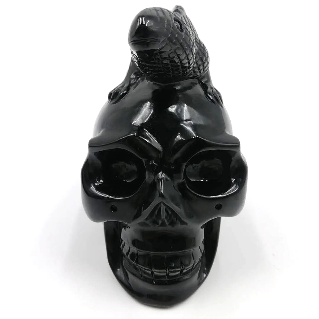 Wholesale high quality obsidian human head skulls with fog pentadactyla natural crystal carving for feng shui