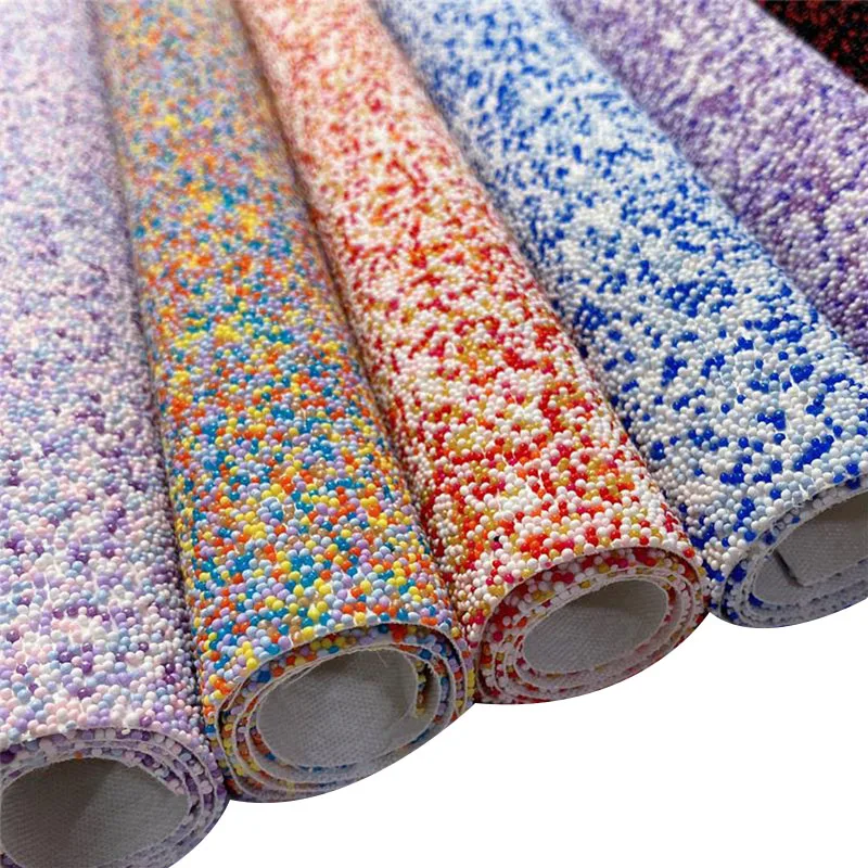 SR20017  White sequin heavy beaded fabric canvas plastic mix colored 3d beaded embroidered fabric glitter synthetic leather