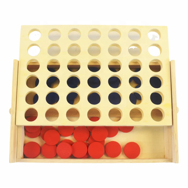 Wooden 4 in a Row Classic Family Toy Line up 4 Game Travel Board Games for Kids and Adults