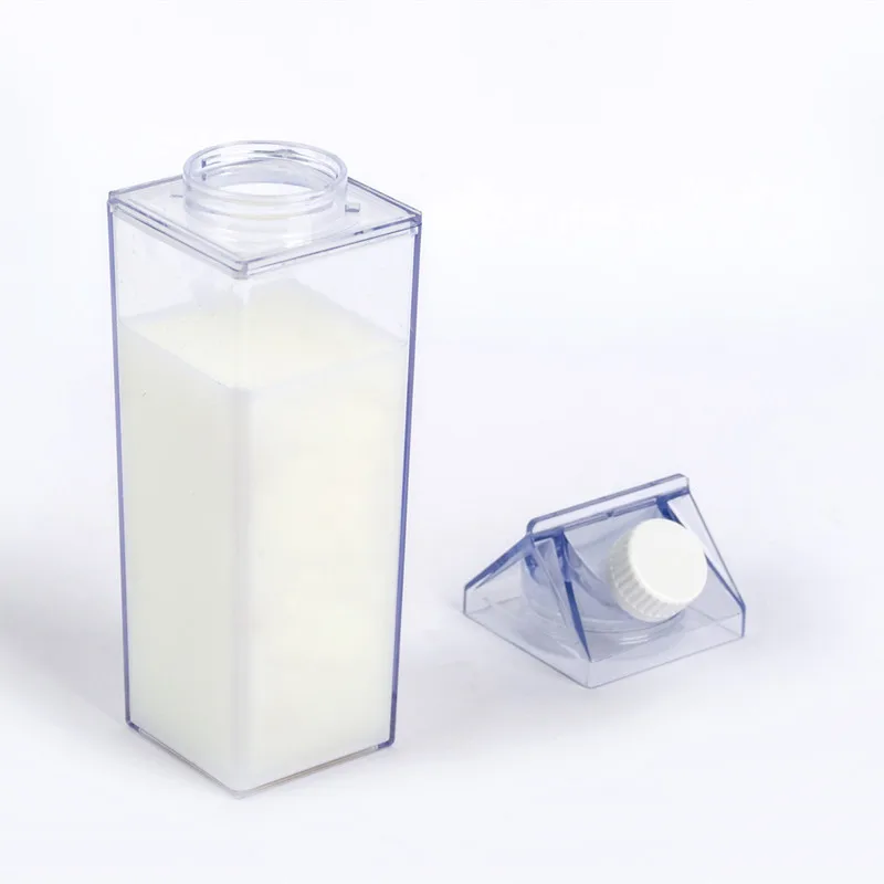 Good quality BPA free square clear carton transparent 17oz 500ml 1000ml acrylic plastic milk bottle for sale