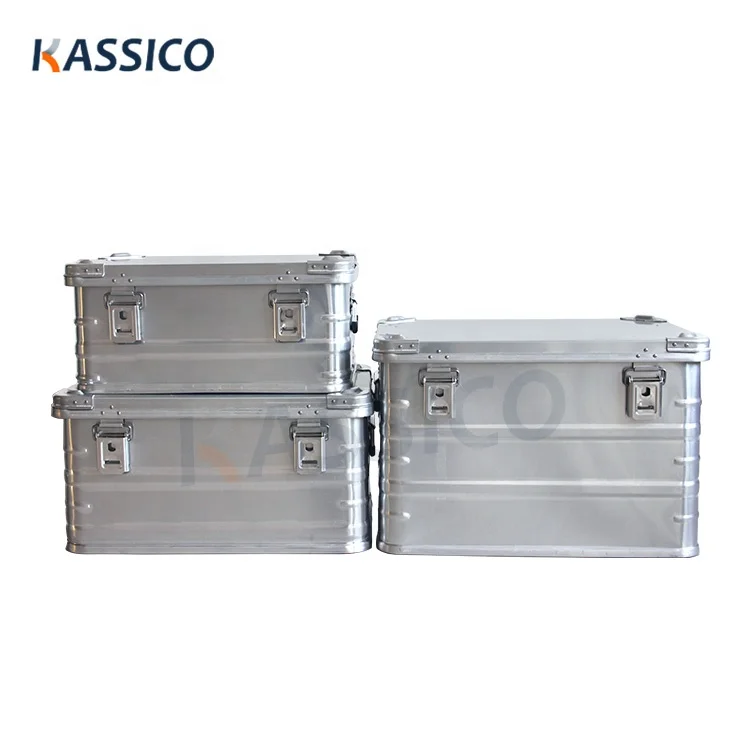KASSICO 1.0mm Aluminum Transport Container Storage Trunk Boxes with Alu Stacking Corners