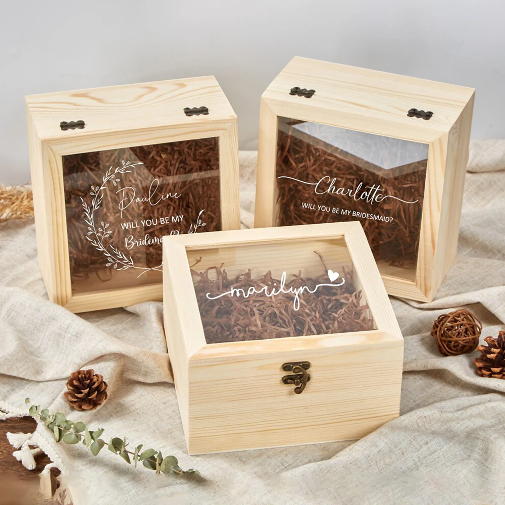 ECO Style Customized Silk Print Logo Transparent Acrylic Flip Lid Pine Wooden Gift Storage Box For Essential Oil Storage
