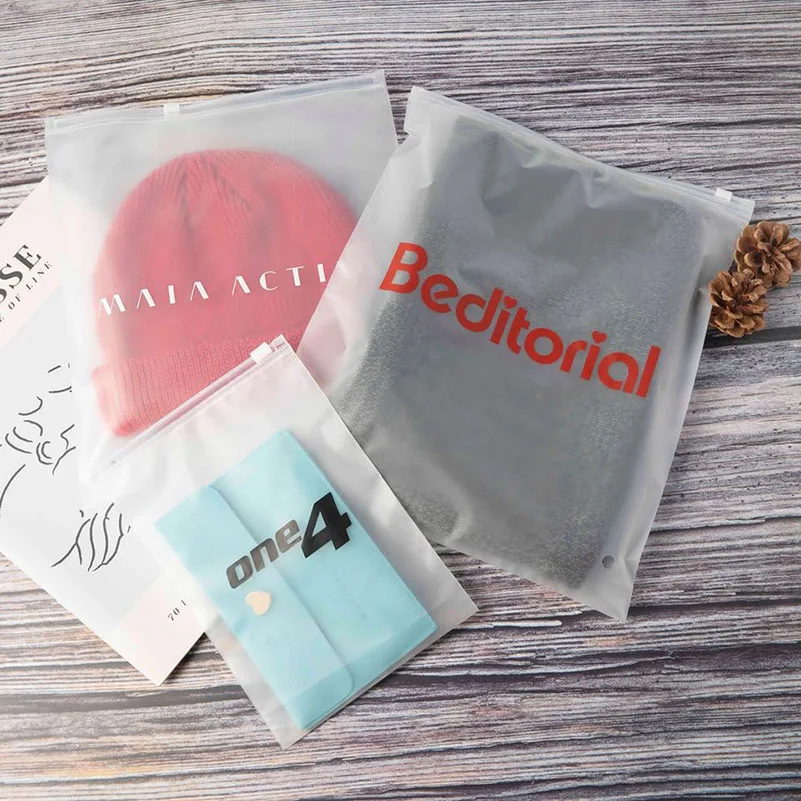 Custom Biodegradable Pe Plastic Bag For Swimwear Clothes,Logo Ziplock Bag For Package,Frosted Zipper Bag For T Shirt Packaging