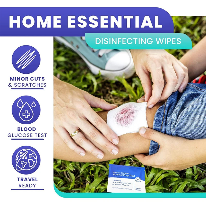 Custom Logo Medical Grade Disinfecting Wipe Sterile Alcohol Prep Pads 70% Isopropyl