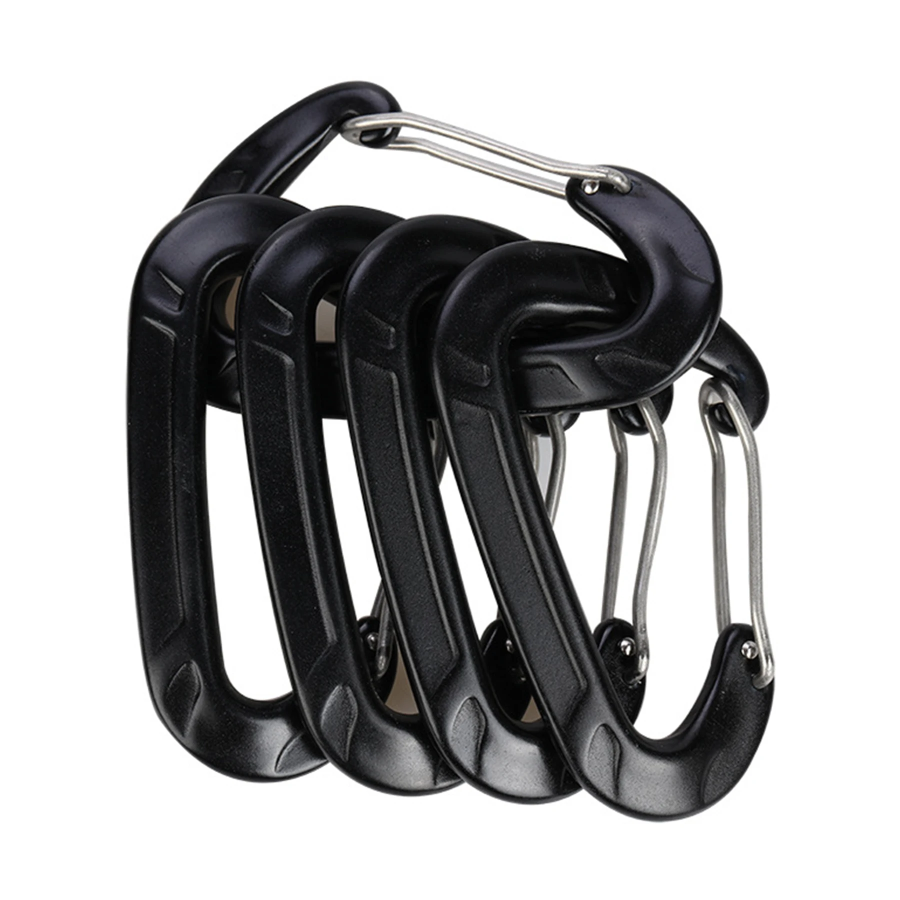 Booms Fishing 12KN Flat Wire Gate Carabiner Keychain Snap Hook Metal Spring Clip Aluminum D-Shaped  Climbing Carabiners