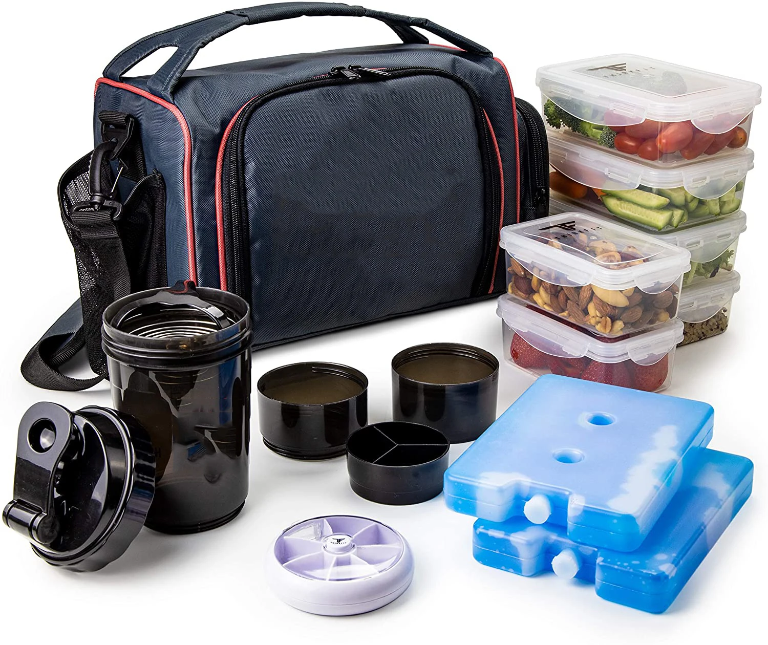 Amazon Best Selling Insulated Lunch Fitness with 6 Food Portion Control Containers  Meal Prep Bag