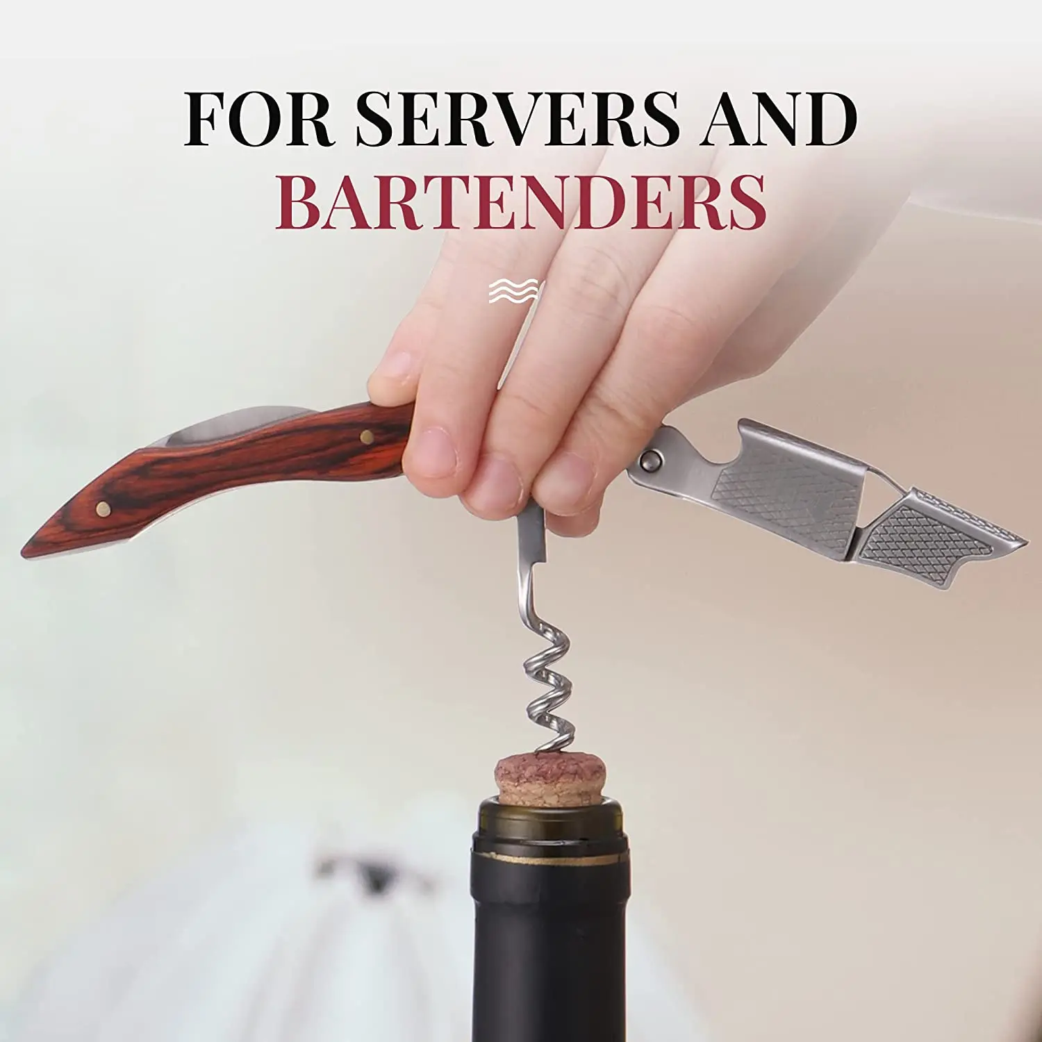 Custom Wine Bottle Openers Easily Use Wooden Handle Corkscrew Wine Bottle Opener