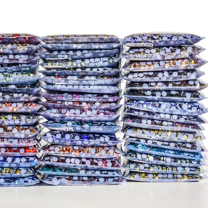 Wholesale Bulk Large Bag Glass Crystal Various Colors Sparkly Hot Fix Rhinestone For Clothing