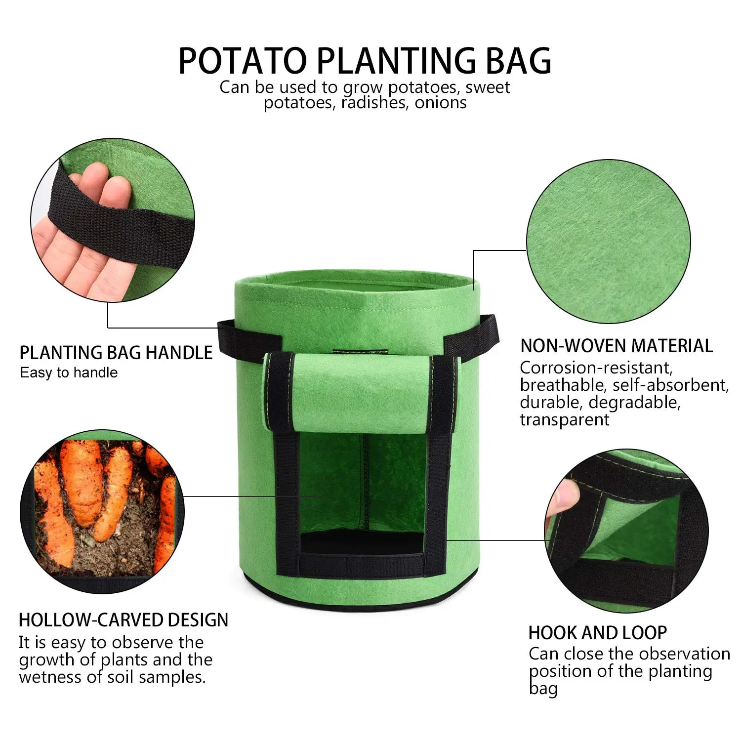 Garden Non-Woven Seeding Grow bags Seedling Nursery Planter Bag Grow Bags Non Woven Heavy Duty