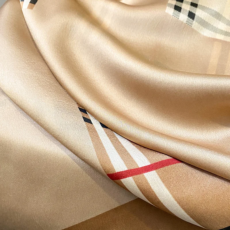Wholesale Ladies Silk Head Scarfs 90*180cm Rectangle Printed Silk Hijab  Luxury Designer Big Satin Famous Brands Silk Scarf Top