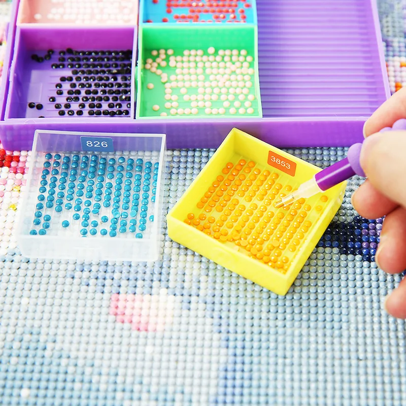 5d Diamond Art Tray Organizer with Stopper Plastic Diamond Drill Pen Set Diamond Painting Sorting Tray