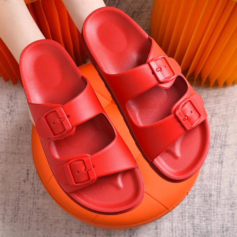 2024 New  XuYe  Wholesale flip flops Unisex platform slides slippers Double-buckle Adjustable Strap Size Pillow Slippers